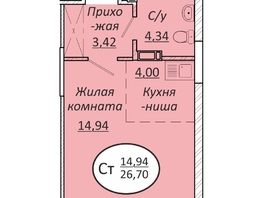 Продается Студия ЖК Пролетарский, 26.7  м², 3684600 рублей