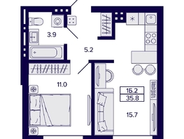 Продается 1-комнатная квартира ЖК Сподвижники, 35.8  м², 4200000 рублей