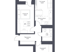 Продается 2-комнатная квартира ЖК Актив, 53.19  м², 8550000 рублей