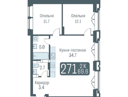 Продается 3-комнатная квартира ЖК Кварталы Немировича, 69.6  м², 10750000 рублей