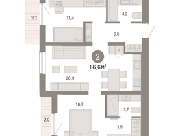 Продается 2-комнатная квартира ЖК Европейский берег, дом 49, 66.56  м², 10550000 рублей