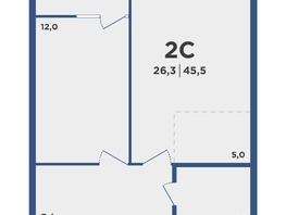 Продается 2-комнатная квартира ЖК Поколение, дом 2, 45.5  м², 5060000 рублей