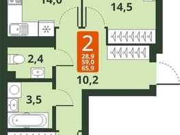 Продается 2-комнатная квартира ЖК Тайгинский парк, дом 4, 65.9  м², 8230000 рублей