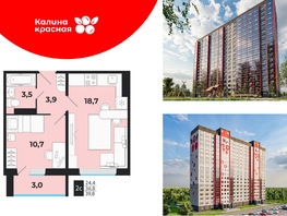 Продается 2-комнатная квартира ЖК Калина Красная, дом 1, 39.8  м², 4500000 рублей