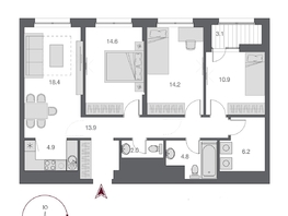 Продается 4-комнатная квартира ЖК Дом Нобель, 91.45  м², 21950000 рублей