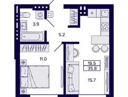 Продается 1-комнатная квартира ЖК Сподвижники, 35.8  м², 4550000 рублей