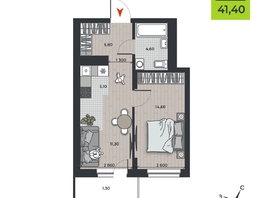 Продается 2-комнатная квартира ЖК ДНК, 41.4  м², 6030700 рублей