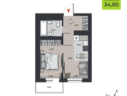 Продается 2-комнатная квартира ЖК ДНК, 34.8  м², 5150400 рублей