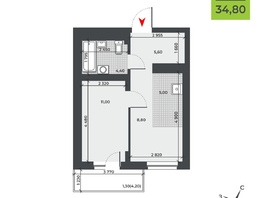 Продается 2-комнатная квартира ЖК ДНК, 34.8  м², 5348900 рублей