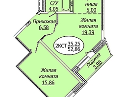 Продается 2-комнатная квартира ЖК Комета - Октябрьский, б/с 1, 52.86  м², 6607500 рублей