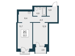 Продается 2-комнатная квартира ЖК Расцветай на Красном, дом 3,4, 53.1 м², 10350000 рублей