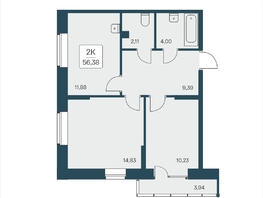 Продается 2-комнатная квартира ЖК Расцветай на Дуси Ковальчук, 56.38  м², 9450000 рублей