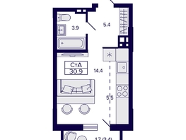 Продается Студия ЖК Gorizont (Горизонт), 30.9  м², 4850000 рублей