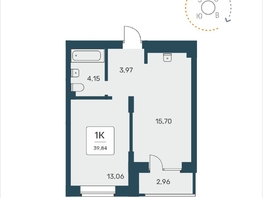 Продается 1-комнатная квартира ЖК Расцветай на Авиастроителей, 39.84  м², 6300000 рублей