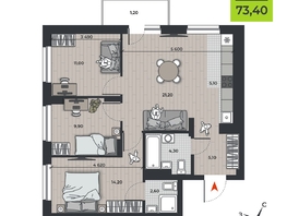 Продается 4-комнатная квартира ЖК ДНК, 73.4  м&sup2;, 9799700 рублей
