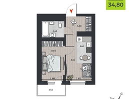 Продается 2-комнатная квартира ЖК ДНК, 34.8  м&sup2;, 5711550 рублей
