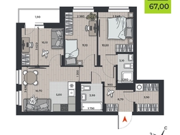 Продается 4-комнатная квартира ЖК ДНК, 67  м&sup2;, 9345550 рублей