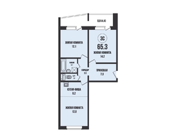 Продается 3-комнатная квартира ЖК Династия, дом 904, 65.3  м², 7100000 рублей