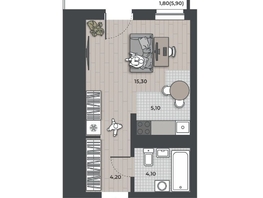 Продается Студия ЖК ДНК, 28.7  м&sup2;, 5043250 рублей