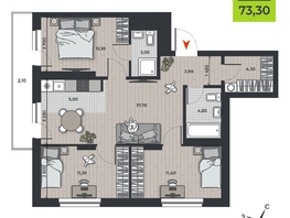 Продается 4-комнатная квартира ЖК ДНК, 73.3  м&sup2;, 9933350 рублей