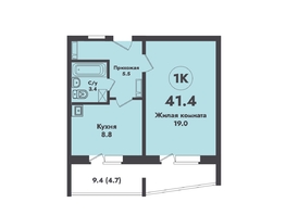 Продается 1-комнатная квартира ЖК АТОМ, 41.4  м², 4240000 рублей