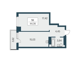 Продается 1-комнатная квартира ЖК Расцветай на Зорге, дом 3, 45.1  м², 4700000 рублей