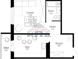 Продается 1-комнатная квартира ЖК Гранатовый, 36/1, 46  м², 5610000 рублей