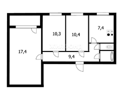 Продается 3-комнатная квартира Крылова ул, 58.1  м², 7500000 рублей