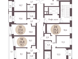 Продается 2-комнатная квартира ЖК Зеленый город, дом 1, 54.5  м², 7002100 рублей