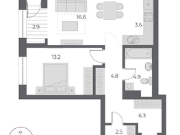 Продается 2-комнатная квартира ЖК ОСКАР, дом 1, 54.8 м², 11200000 рублей