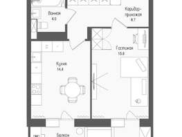 Продается 1-комнатная квартира ЖК Тетрис, корпус 2, 45.6  м&sup2;, 8561250 рублей