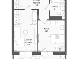 Продается 1-комнатная квартира ЖК Тетрис, корпус 2, 46  м&sup2;, 7863000 рублей