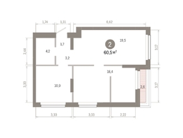Продается 2-комнатная квартира ЖК Лебедевский квартал, дом 1, 60.5  м², 9520000 рублей