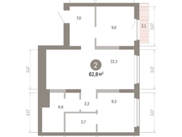 Продается 2-комнатная квартира ЖК Лебедевский квартал, дом 1, 62.8  м², 9630000 рублей