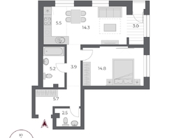 Продается 2-комнатная квартира ЖК ОСКАР, дом 2, 54.9  м², 10550000 рублей