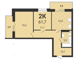 Продается 2-комнатная квартира ЖК Тетрис, корпус 1, 62  м², 9944000 рублей