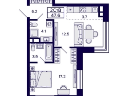 Продается 2-комнатная квартира ЖК Citatum (Цитатум), 47.6 м², 7250000 рублей