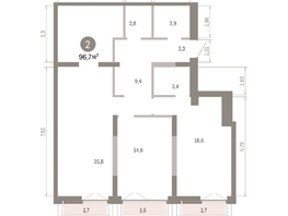 Продается 2-комнатная квартира ЖК Европейский берег, дом 45, 96.74  м&sup2;, 14450000 рублей