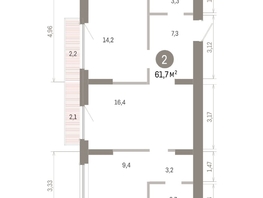 Продается 2-комнатная квартира ЖК Пшеница, 6.1, 61.7  м&sup2;, 10220000 рублей