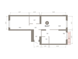 Продается 2-комнатная квартира ЖК Пшеница, 6.1, 66.42  м&sup2;, 10470000 рублей