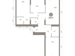Продается 3-комнатная квартира ЖК Пшеница, 6.1, 87.26  м&sup2;, 11490000 рублей