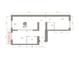 Продается 2-комнатная квартира ЖК Пшеница, 6.1, 65.65  м&sup2;, 10070000 рублей