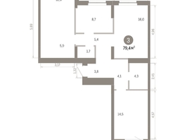 Продается 3-комнатная квартира ЖК Пшеница, 6.1, 79.38  м&sup2;, 10580000 рублей