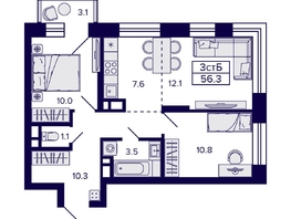 Продается 3-комнатная квартира ЖК Citatum (Цитатум), 56.3  м², 9750000 рублей