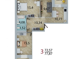 Продается 3-комнатная квартира ЕНИСЕЙСКИЙ, дом 1, 77.87 м², 6774690 рублей