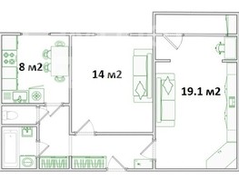 Продается 2-комнатная квартира 10 лет Октября ул, 53  м², 6100000 рублей