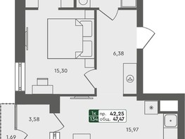 Продается 1-комнатная квартира ЖК Пушкино, дом 2, 47.47  м², 5960000 рублей
