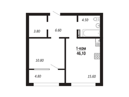 Продается 1-комнатная квартира ЖК ПАРК-квартал «Королёв», дом 2, 46.1  м², 7606500 рублей