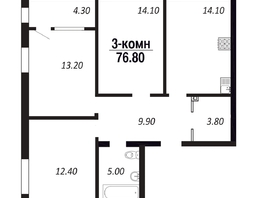 Продается 3-комнатная квартира ЖК ПАРК-квартал «Королёв», дом 4, 76.8  м², 9600000 рублей