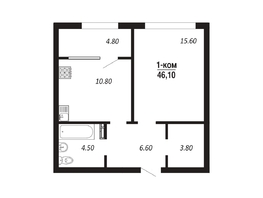 Продается 1-комнатная квартира ЖК ПАРК-квартал «Королёв», дом 2, 46.1  м², 7376000 рублей